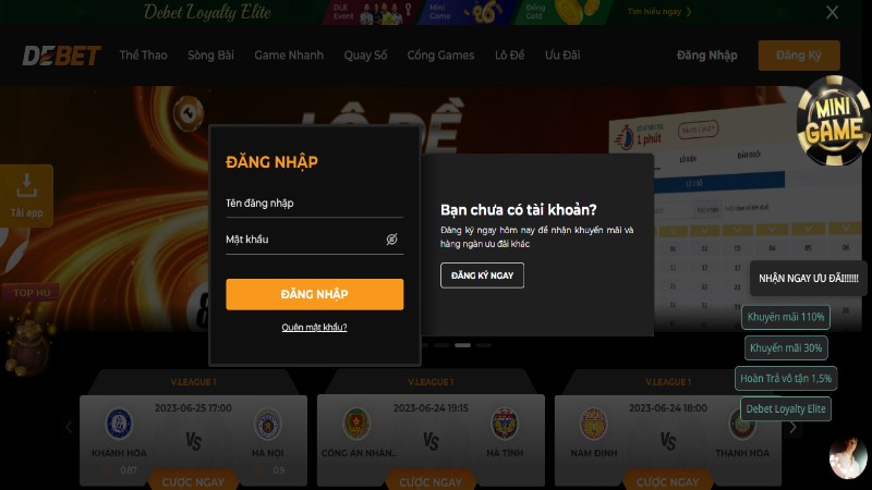 Quá trình đăng nhập Debet không còn xa lạ với game thủ  